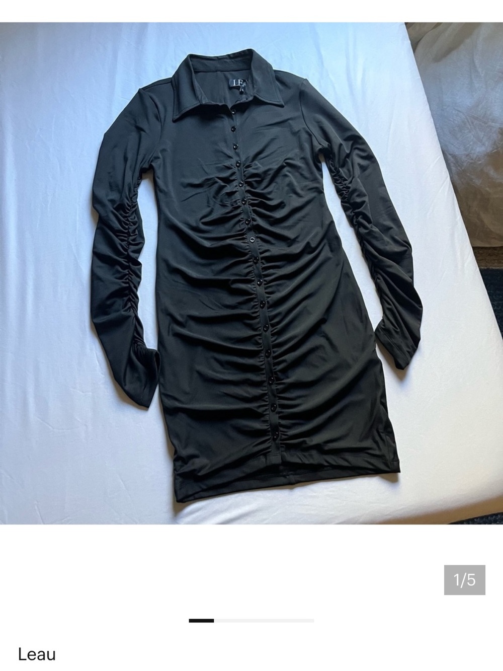 Leau Brown Ruched Button-Front Blazer Dress